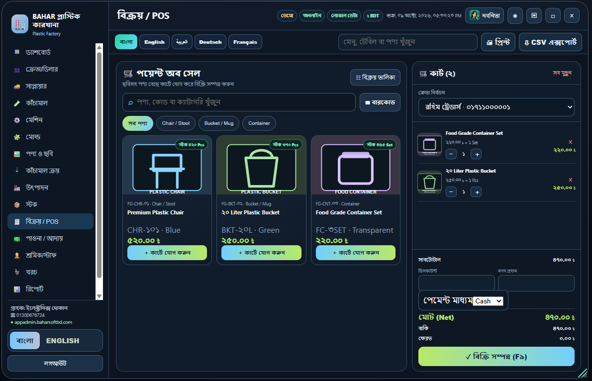 প্লাস্টিকের কারখানা dashboard